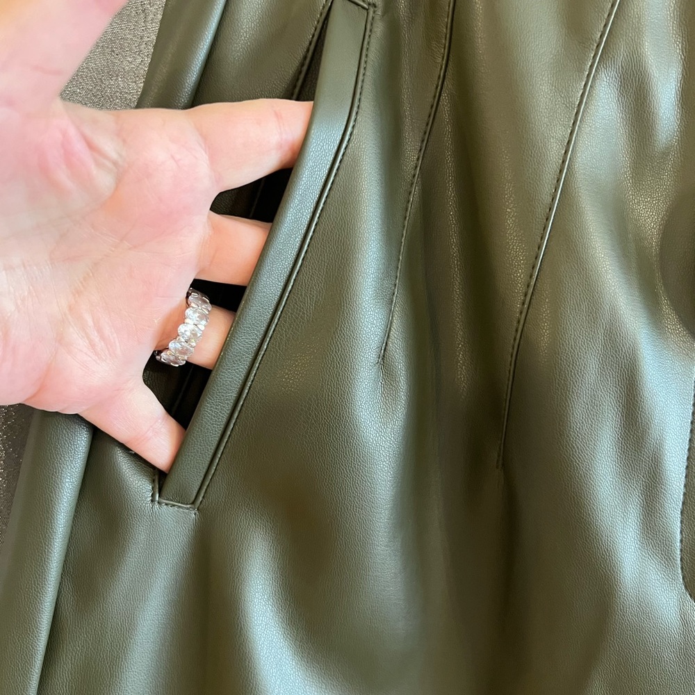 Audrey vegan leather pants. Olive size large